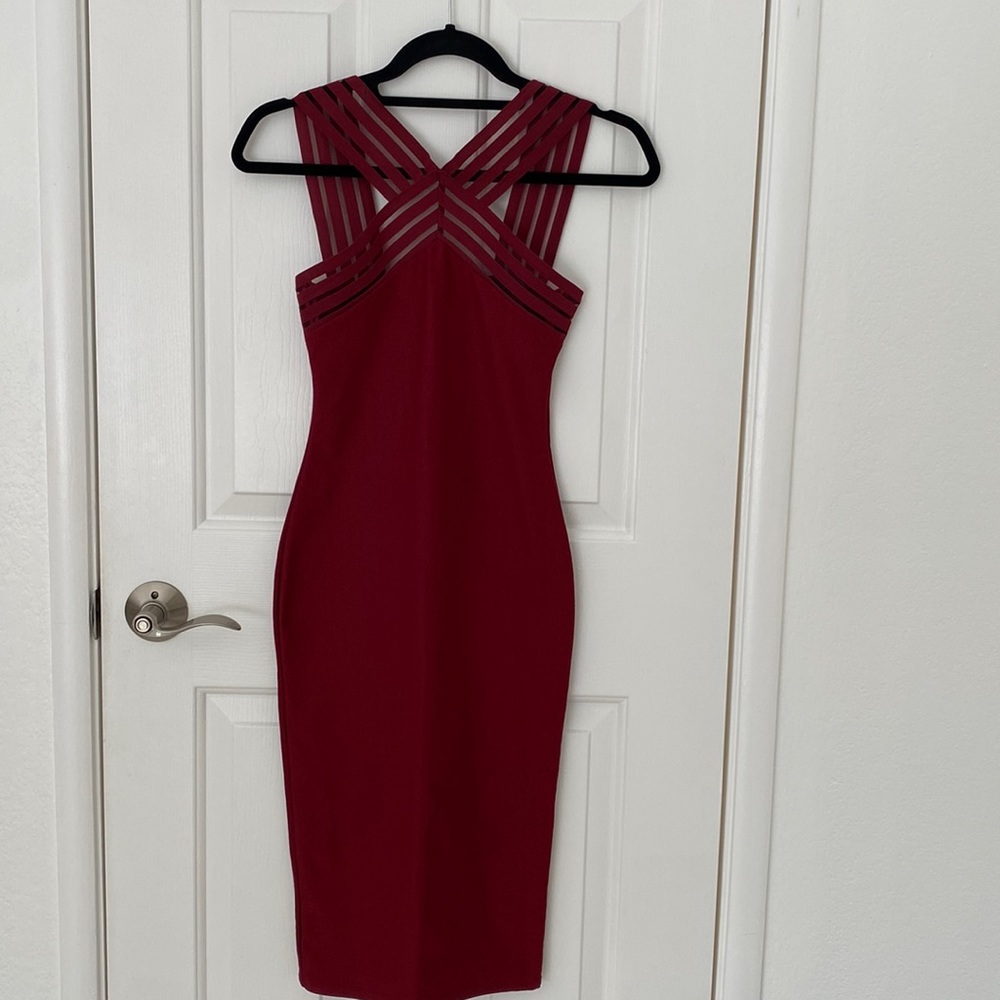 Missguided Midi Dress Burgundy